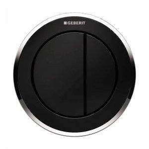 Geberit Type 10 pneumatic dual flush plate button - black/gloss chrome (116.055.KM.1) - main image 1