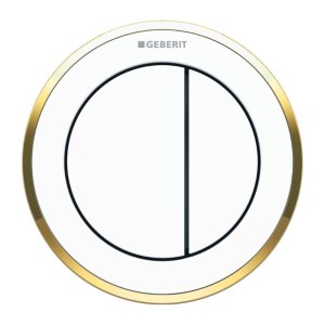 Geberit Type 10 Pneumatic Dual Flush Button - White / Gold Plated (116.055.KK.1) - main image 1