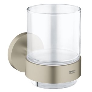 Grohe Essentials Crystal Glass With Holder - Brushed Nickel (40447EN1) - main image 1