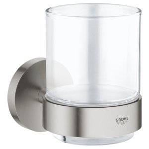 Grohe Essentials Crystal Glass With Holder - Supersteel (40447DC1) - main image 1