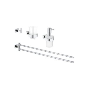 Grohe Essentials Cube 4-in-1 Bathroom Accessories Set - Chrome (40847001) - main image 1