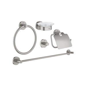 Grohe Essentials Master Bathroom Accessories Set 5-in-1 - Supersteel (40344DC1) - main image 1