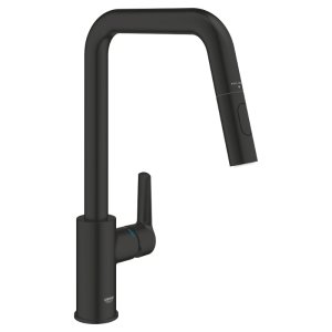 Grohe Quickfix Start High Spout Kitchen Tap With Pull Out Mousser - Matt Black (306312430) - main image 1