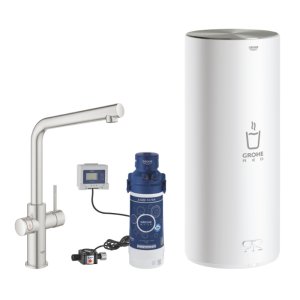Grohe Red Duo Kitchen Tap and Large Size Boiler - L-Spout - Supersteel - main image 1