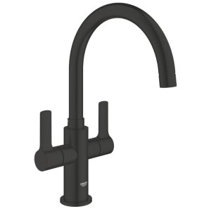 Grohe Quickfix Start Two Handle Sink Mixer Tap - Matt Black (304812430) - main image 1