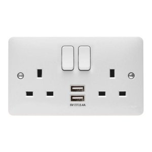 Hager Double Socket With USB Ports - White (WMSS82USB) - main image 1