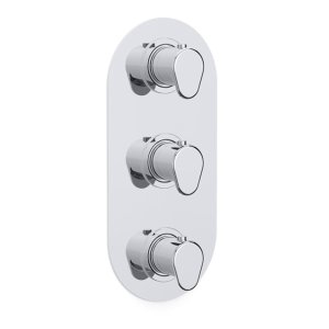 Inta Enzo Concealed 3 Handle Dual Outlet Thermostatic Mixer Shower Valve Only - Chrome (EN70010CP) - main image 1