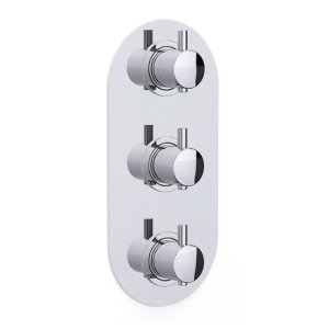 Inta Kiko Concealed Dual Outlet 3 Handle Thermostatic Shower Valve Only - Chrome (KK70010CP) - main image 1