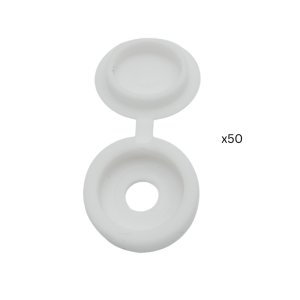Inventive Creations M4 Size Fold Over Screw Cover Caps - White - Pack of 50 (WCAP-M4) - main image 1