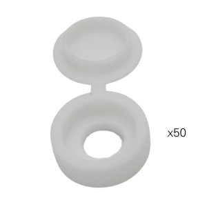 Inventive Creations M6 Size Fold Over Screw Cover Caps - White - Pack of 50 (WCAP-M6) - main image 1