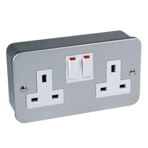 Scolmore Click Essentials Metal Clad 13A Double Socket - Grey (CL036) - main image 1