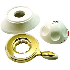 Mira temperature knob/flow control lever assembly - white/gold (451.83) - main image 1