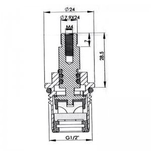 1/2" tap mechanism ceramic disc hot/cold - pair (CC11) - main image 2