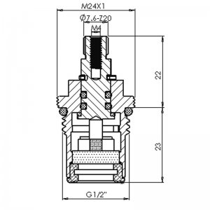 1/2" tap mechanism ceramic disc hot/cold - pair (CC17) - main image 2