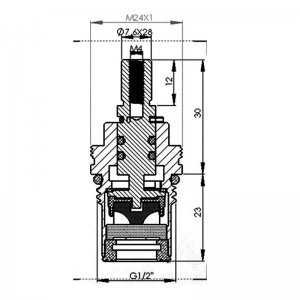 1/2" tap mechanism ceramic disc hot/cold - pair (CC8) - main image 2