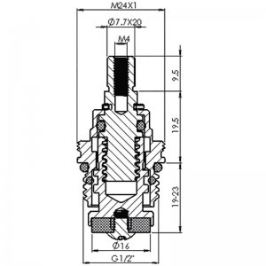 1/2" tap mechanism rubber screwdown hot/cold - single (RC2) - main image 2
