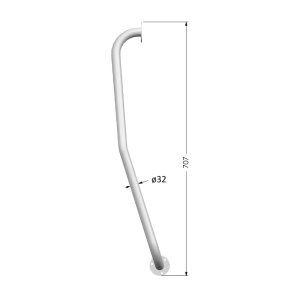 AKW White Powder Coated Steel Grab Rail - Right Handed (01745R) - main image 2