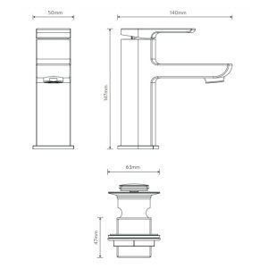 Aqualisa Downtown Large Basin Mixer Tap - Includes Waste - Chrome (DT.LPT.CH) - main image 2