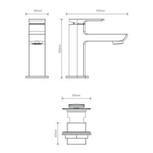 Aqualisa Downtown Small Basin Mixer Tap - Includes Waste - Chrome (DT.SPT.CH) - main image 2