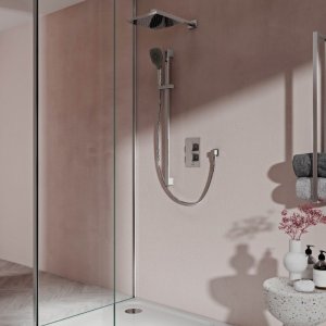 Aqualisa Dream Square Thermostatic Mixer Shower with Adjustable and Wall Fixed Heads - Chrome (DRMDCV2.ADFW.SQR) - main image 2