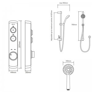 Aqualisa iSystem concealed digital shower with adj shower head & bath filler overflow - HP/Combi (ISD.A1.BV.DVBTX.14) - main image 2
