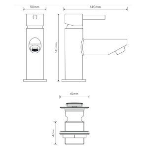Aqualisa Uptown Large Basin Mixer Tap - Includes Waste - Chrome (CB.LPT.19) - main image 2