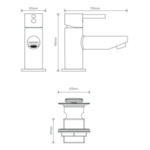 Aqualisa Uptown Small Basin Mixer Tap - Includes Waste - Chrome (CB.SPT.19) - main image 2