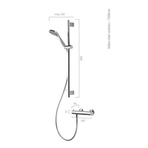 Aqualisa Midas 300 bar mixer shower - HP/Combi (MD300BAR) - main image 2