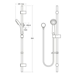 Armitage Shanks Armaglide 2 Three Function Shower Kit - Chrome (B9307AA) - main image 2