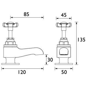 Bristan 1901 Bath Taps - Chrome (N 3/4 C CD) - main image 2