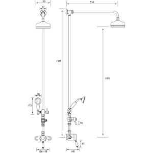 Bristan 1901 Exposed Sequential Shower Valve & Rigid Riser Kit - Chrome (N2 SQSHXDIV C) - main image 2