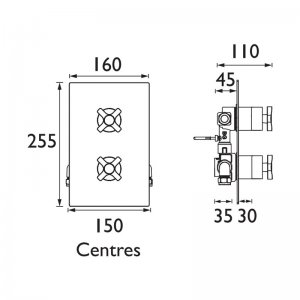 Bristan Art Deco recessed dual control shower valve with diverter (D2 SHCDIV C) - main image 2