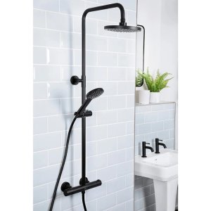 Bristan Buzz Thermostatic Bar Shower With Rigid Riser - Black (BUZ SHXDIVCTFF BLK) - main image 2