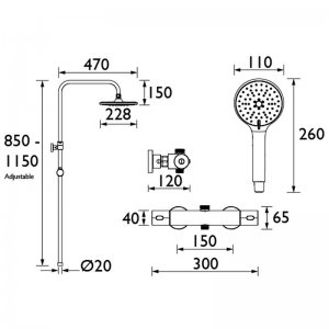 Bristan Buzz2 adjustable rigid riser diverter bar shower - chrome (BUZ2 SHXDIVCTFF C) - main image 2