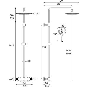 Bristan Carre Thermostatic Bar Shower With Rigid Riser (CR SHXDIVFF C) - main image 2