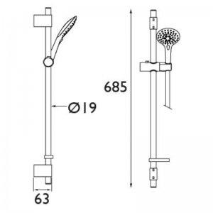 Bristan Casino Shower Kit with Large 3 Function Handset and Easy Clean Hose - Chrome (CAS KIT05 C) - main image 2