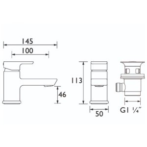 Bristan Cobalt Basin Mixer With Clicker Waste - Black (COB BAS BLK) - main image 2