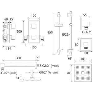 Bristan Cobalt Recessed Concealed Dual Control Shower Pack (COBALT SHWR PK) - main image 2