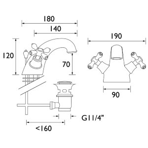 Bristan Colonial Basin Mixer With Pop-Up Waste - Chrome (K BAS C) - main image 2