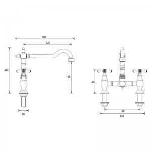 Bristan Colonial Bridge Sink Mixer - Brushed Nickel (K BRSNK BN) - main image 2