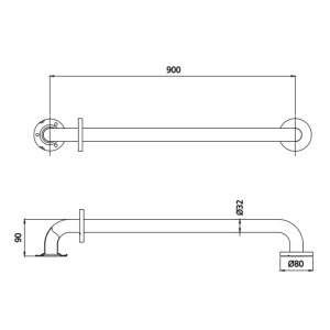 Bristan Commercial Grab Rail/Slide Bar Shower Kit 900MM - Stainless Steel Finish (EV KIT-EGB C) - main image 2