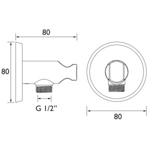 Bristan Contemporary Round Wall Outlet with Handset Holder Bracket - Chrome (C WORD02 C) - main image 2