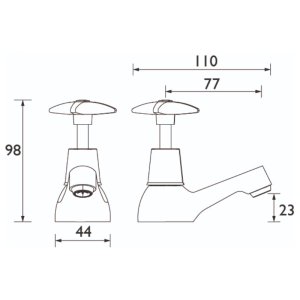 Bristan Cross Top Basin Taps - Chrome (VAX 1/2 C) - main image 2