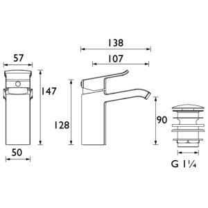 Bristan Descent Basin Mixer With Clicker Waste - Chrome (DSC BAS C) - main image 2