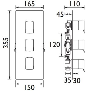 Bristan Descent Square Concealed Thermostatic Shower Valve - Chrome (DSC SHC3DIV C) - main image 2