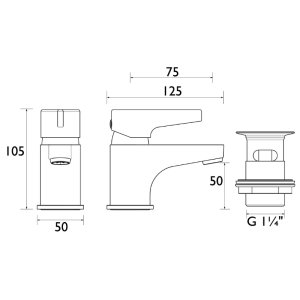 Bristan Design Utility Lever Basin Mixer With Clicker Waste - Chrome (DUL BAS C) - main image 2