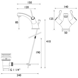 Bristan Lever Basin Mixer Tap With Waste - Chrome (VAL2 BAS C CD) - main image 2