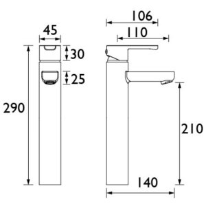 Bristan Nero Tall Basin Mixer Tap - Chrome (NR TBAS C) - main image 2