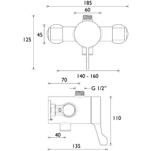 Bristan Opac Top Outlet Shower Valve With Lever Handle (OP TS3650TO EL C) - main image 2