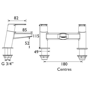 Bristan Pisa Bath Filler Tap - Chrome (PS2 BF C) - main image 2